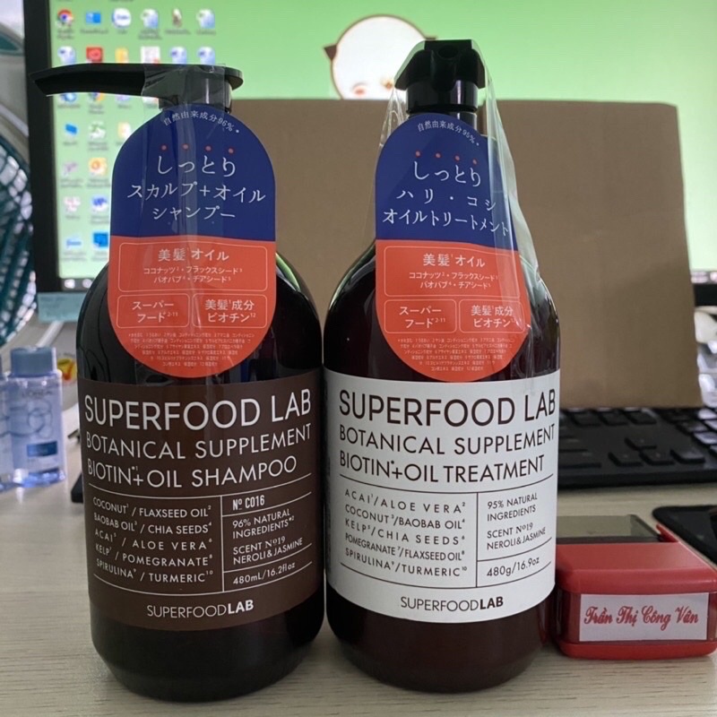 Dầu Gội Xả Cao Cấp Superfood Lab Nhật Bản Phục Hồi Tóc Yếu, Khô Xơ, Hư Tổn 480ml