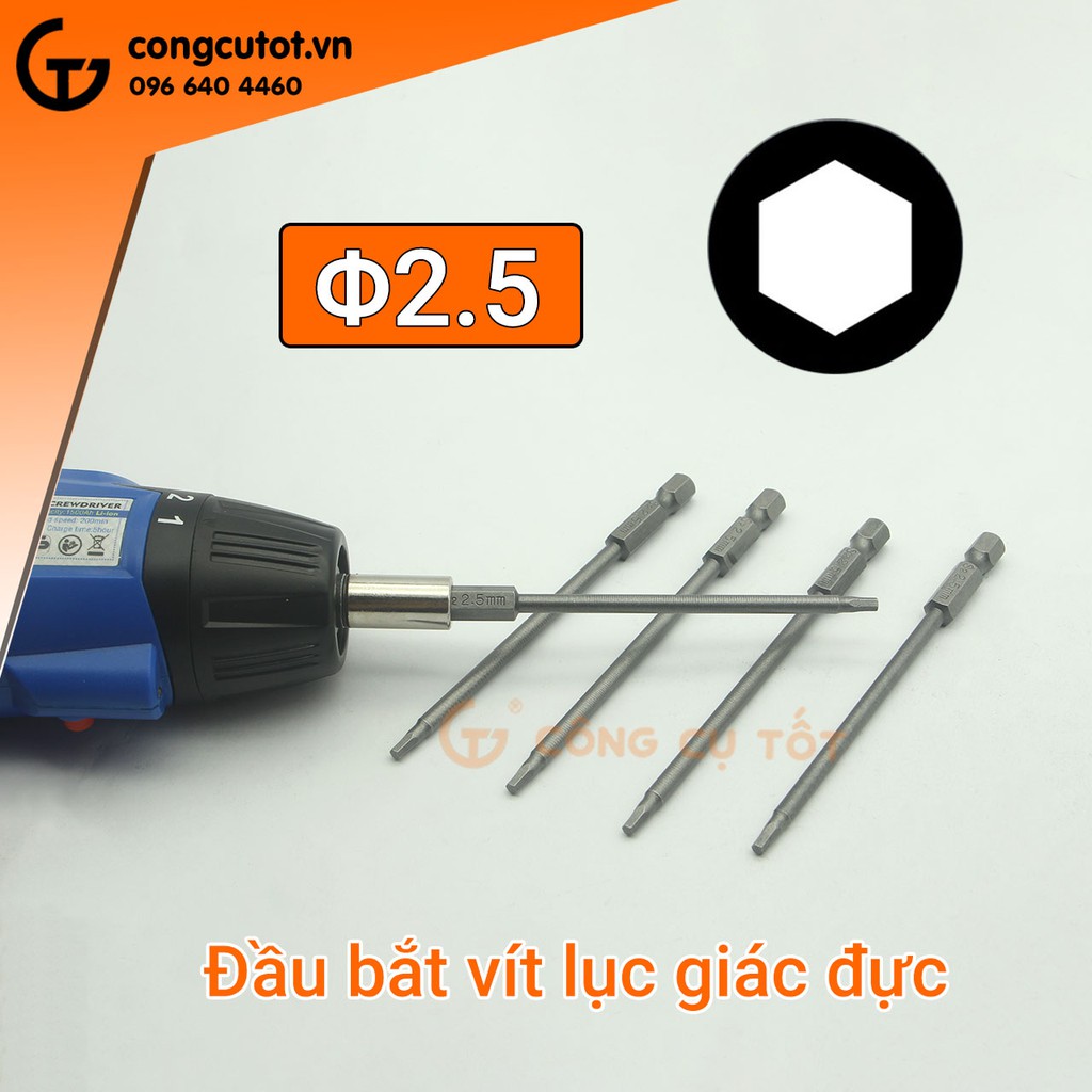 Đầu bắt vít lục giác đực chuôi lục thép S2