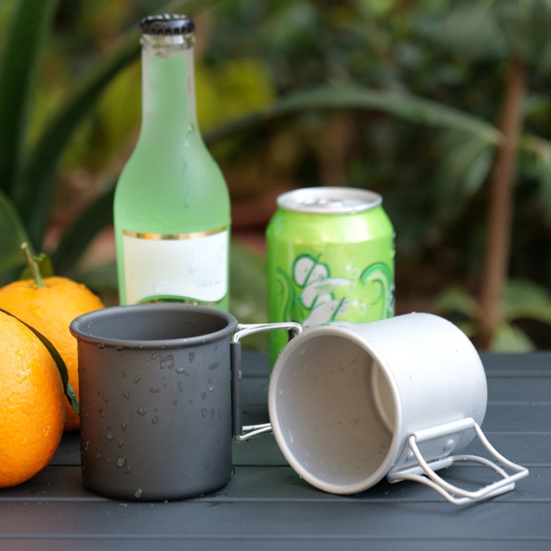 Cốc Uống Nước Bằng Hợp Kim Nhôm Có Tay Cầm Có Thể Gấp Gọn Tiện Dụng Mang Theo Du Lịch Dã Ngoại