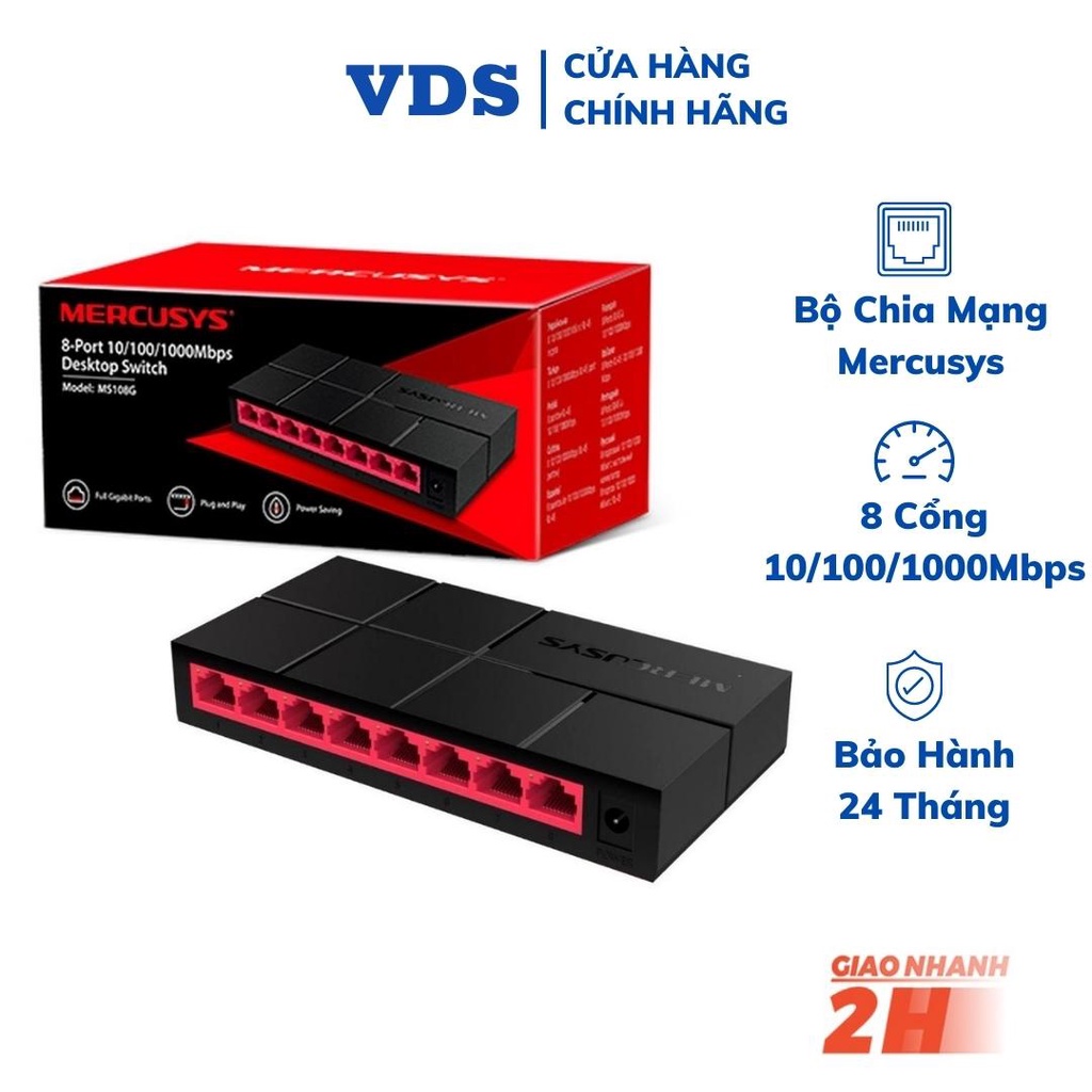 Bộ chia mạng Mercusys MS108G 8-Port 10/100/1000 Mbps hàng chính hãng,vds shop