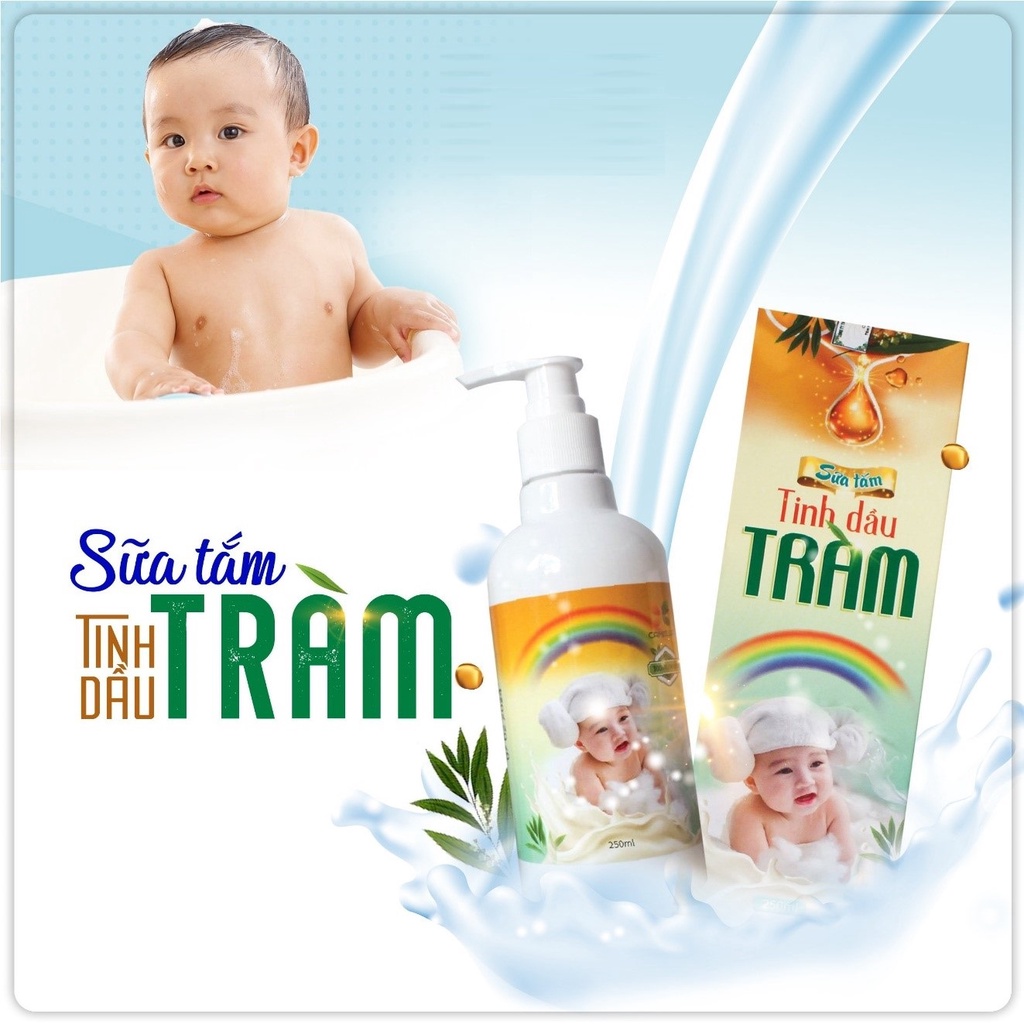 Sữa Tắm Tinh Dầu Tràm Ngăn Ngừa Rôm Sẩy, Sữa Tắm Chống Cảm Lạnh Chai 250ml Tinhdaucomaycosmetics
