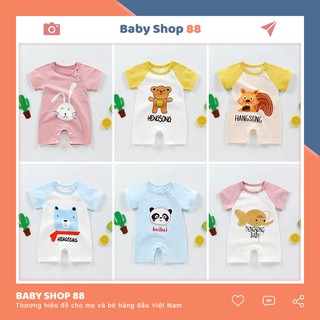 Quần Áo Trẻ Em Sơ Sinh Dáng Bodysuit Đùi Cộc Tay Chất Cotton Hình Thú Cho Bé Trai Bé Gái [BDC9]