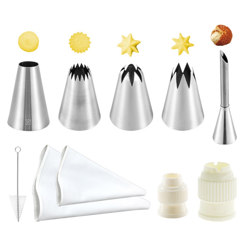 Set 10 Đầu Bắt Bông Kem Trang Trí Bánh Bằng Thép Không Gỉ