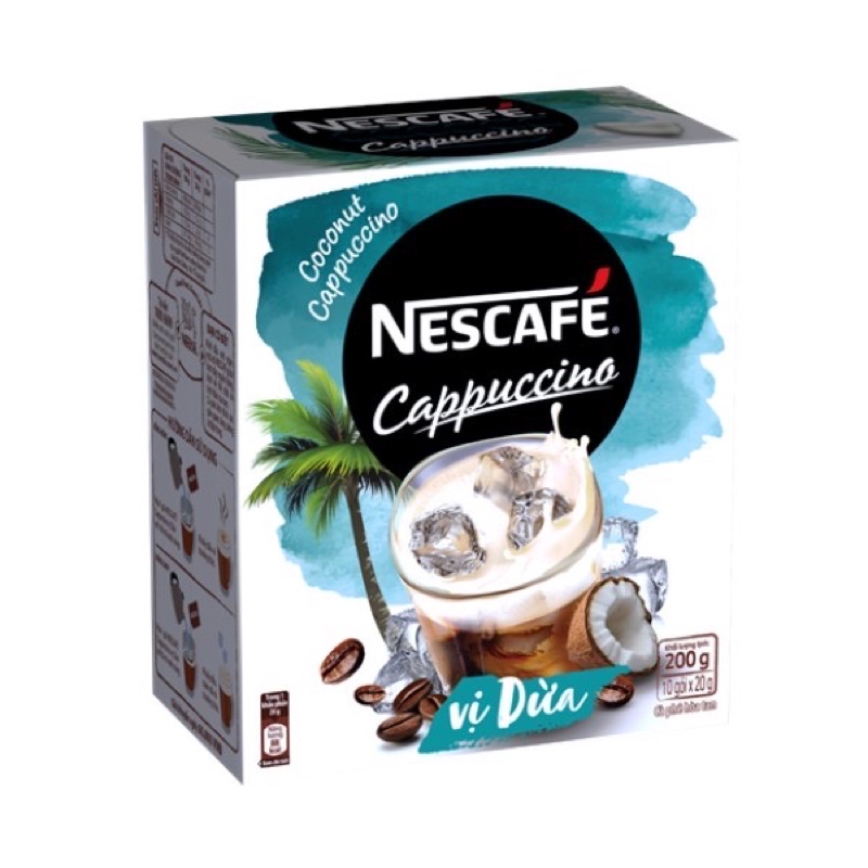 Combo 3 hộp Cà phê hòa tan NESCAFÉ Cappuccino Vị Dừa (Hộp 10 gói x 20g) x3