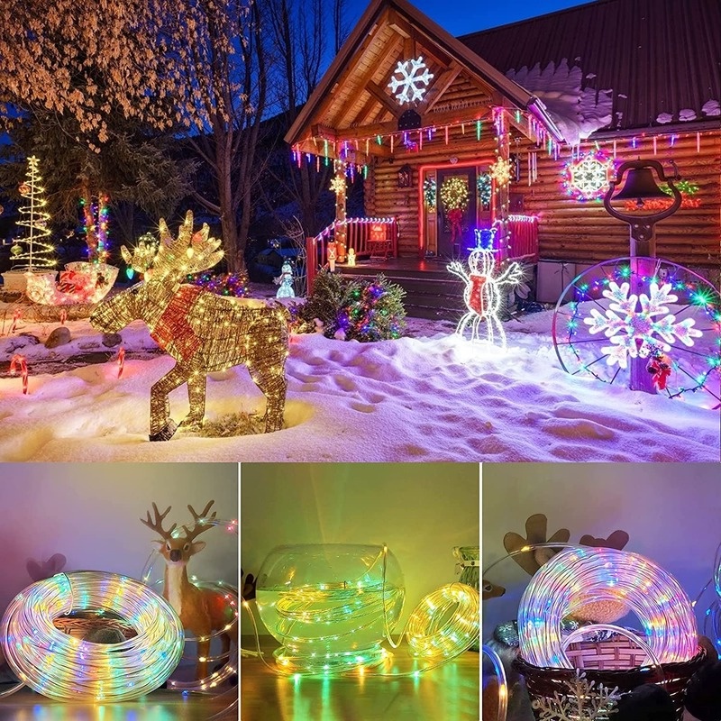 Dây Đèn LED Năng Lượng Mặt Trời 7/12m Trang Trí Không Thấm Nước