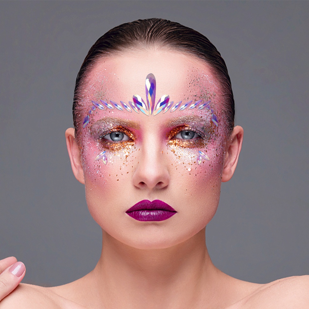 Bộ Sticker Đính Đá 3D Nhiều Màu Sắc Trang Trí Mặt Và Mắt Cho Tiệc DIY