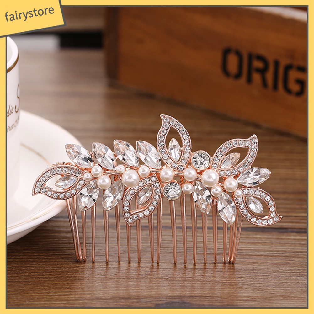 Trâm Cài Tóc Có Đính Đá &amp; Ngọc Trai Giả Cho Nữ