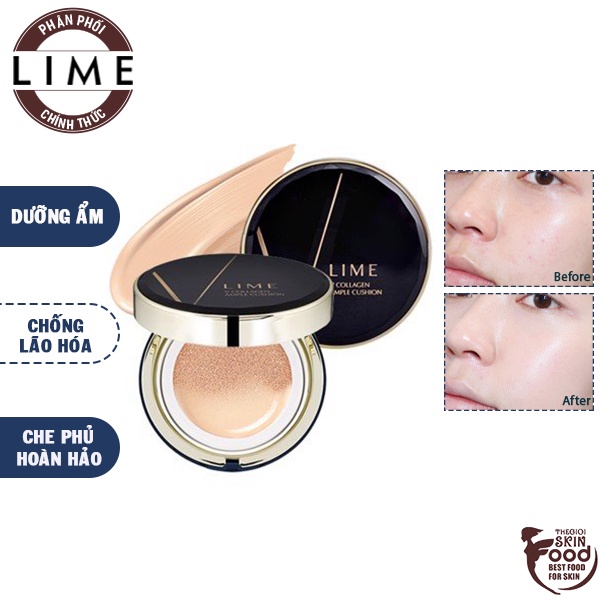 Phấn Nước Dưỡng Ẩm, Chống Lão Hóa Hiệu Qủa Cho Da LIME V Collagen Ample Cushion SPF50+/PA+++ 20g