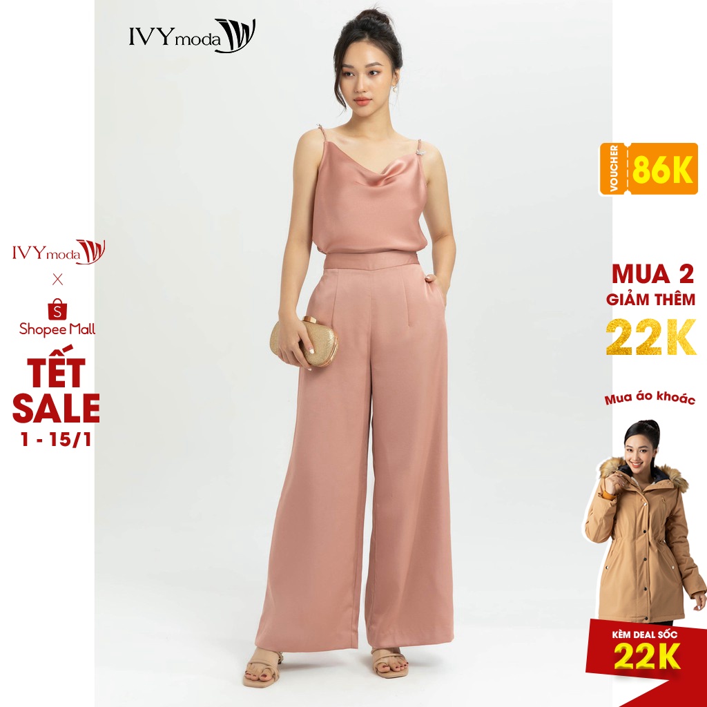 [Mã WABR99 giảm 10% đơn 99K] Quần lụa dáng suông nữ IVY moda MS 22M6346
