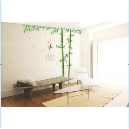 Decal dán tường 2 cây tre và  chú chim nhỏ