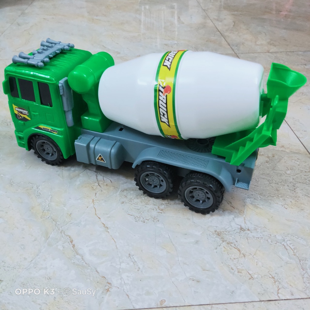 Đồ chơi Xe bồn trộn bê tông  xanh trắng