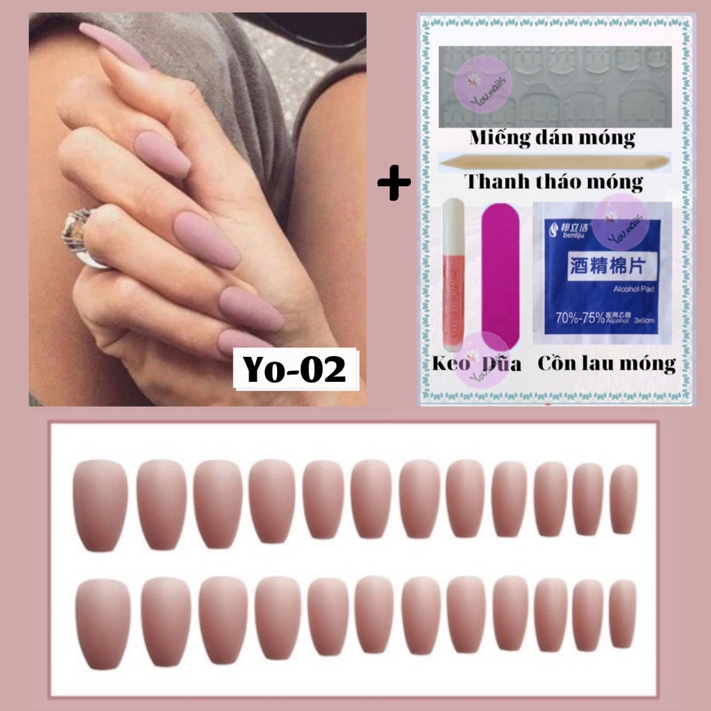 Móng tay giả nhám kèm keo dài nhọn YOU NAILS  (Mã Yo-02)