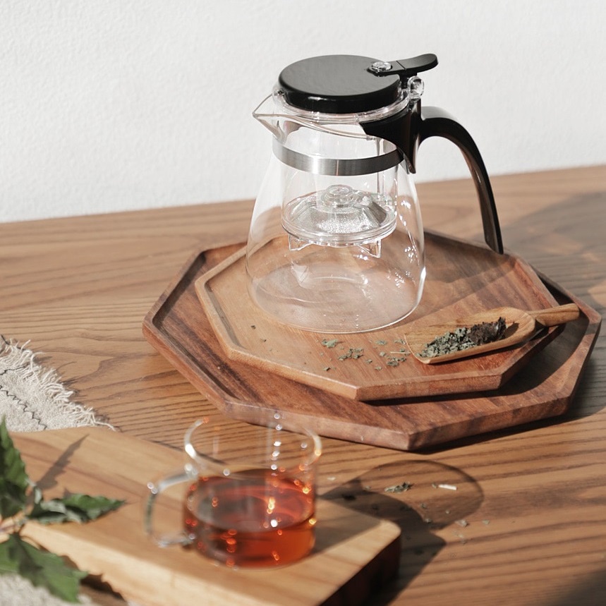 Ấm trà thủy tinh chịu nhiệt lọc trà có van khóa A12 600ml - Bình lọc trà thủy tinh có lọc trà 600mL A12 Samahome Shop