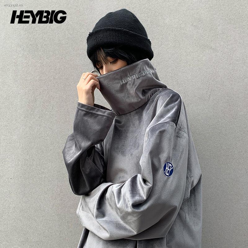 Áo sweater nhung cổ cao thêu họa tiết thời trang mùa thu đông năng động trẻ trung cho nam và nữ