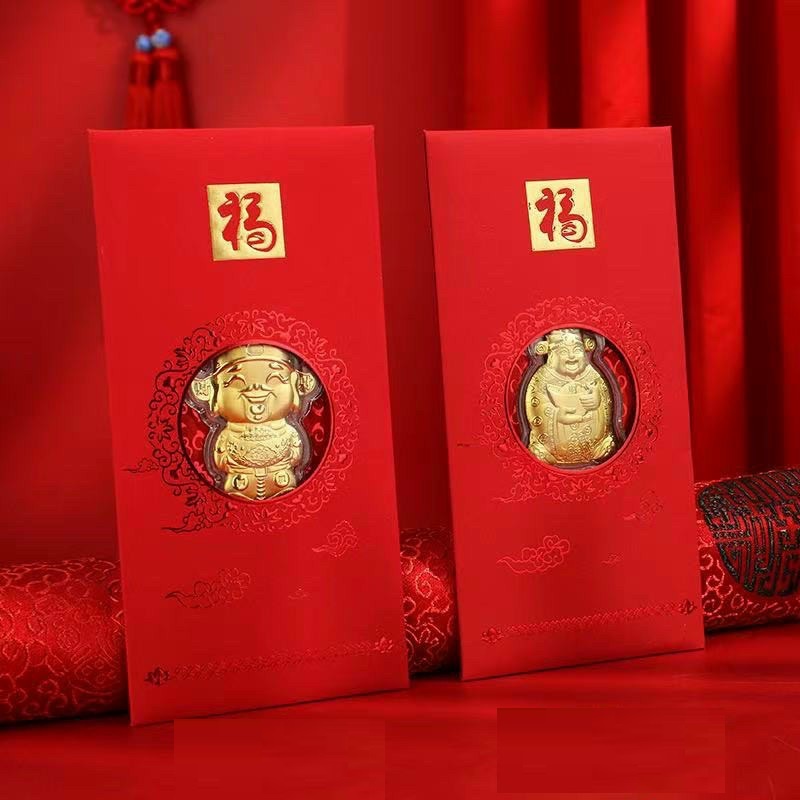 Bao lì xì thần tài, lixi may mắn mạ vàng hồng kông Tết 2022