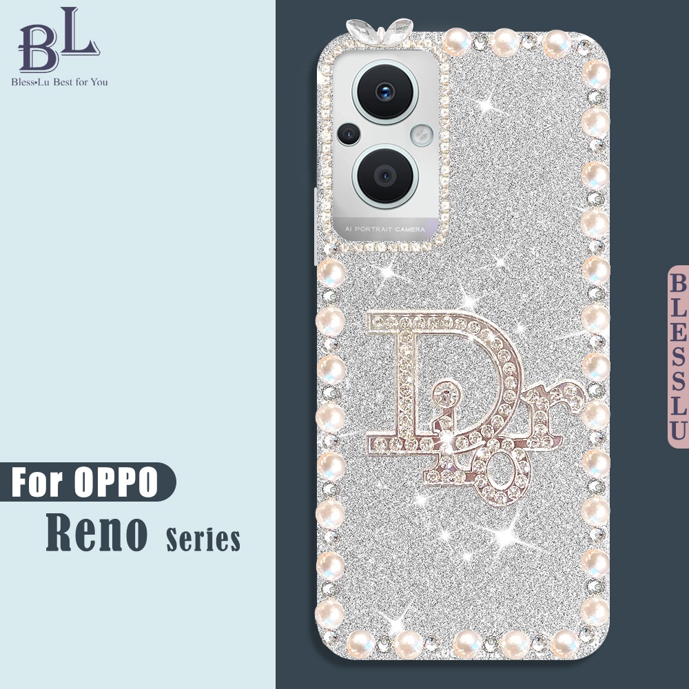 Ốp Điện Thoại Đính Oppo Reno 8T 4G 5G 8 8Z 7 Z 7Z 6 5 4 5G 4G Pro Reno 8 5G Đá Và Ngọc Trai Giả Lấp Lánh Cho