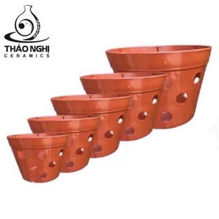 Free ship - giỏ trồng lan - chậu nhựa lan giả gốm phi 250-225-200-170-145