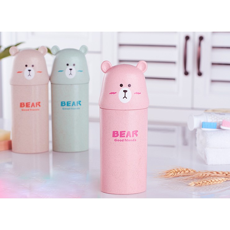 HỘP ĐỰNG BÀN CHẢI , KEM ĐÁNH RĂNG HÌNH BEAR TRÁNH BỤI BẨN VI KHUẨN XÂM NHẬP