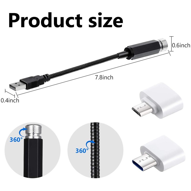 Đèn LED Chiếu Trần Xe Hơi USB Hình Bầu Trời Đầy Sao Mini Thông Dụng