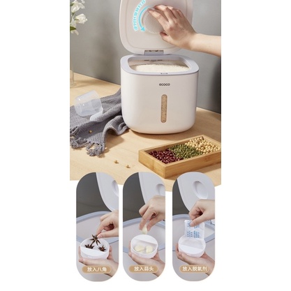 Thùng đựng gạo ECOCO 5kg và 10kg chống ẩm, côn trùng | Hộp đựng bảo quản đồ khô, các loại hạt, ngũ cốc đa năng cao cấp