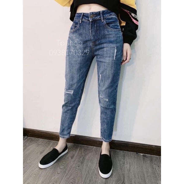 [Mã FATHANG5 giảm 10K đơn 50K] Quần baggy bigsize rách cao cấp.quần jean nữ, quần jean baggy lưng thun vải co giãn
