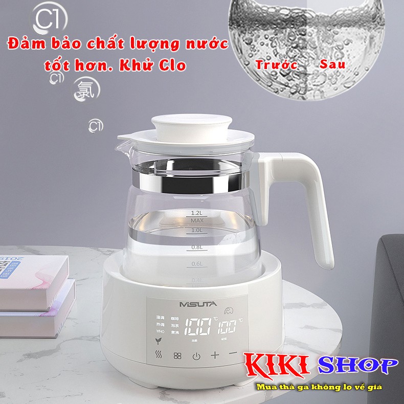 Máy hâm nước pha sữa Misuta, Máy hâm nước có điều khiển, giữ nhiệt 24h, Kiki shop