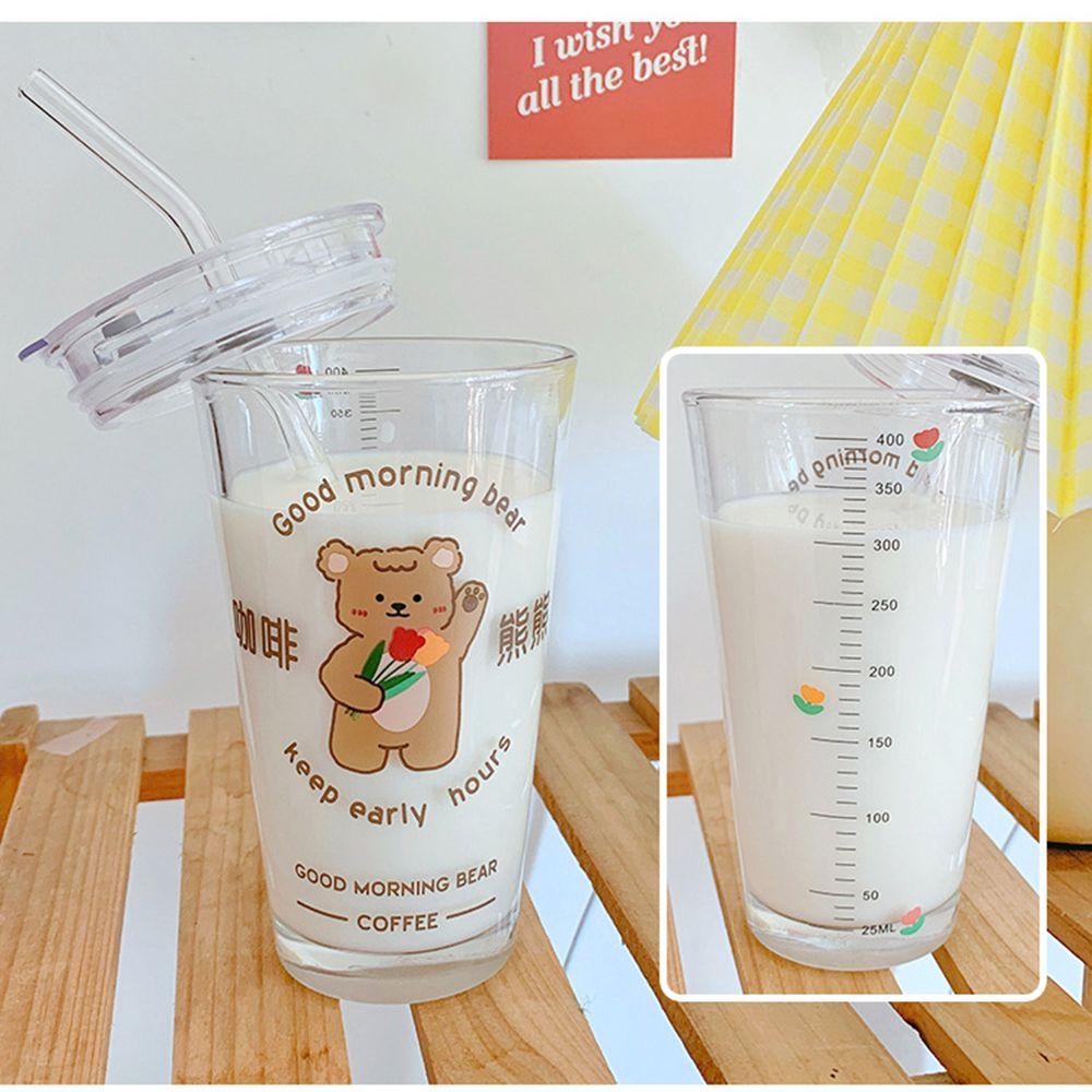 WATTLE Ly Thủy Tinh Uống Trà Sữa Họa Tiết Hoạt Hình Dễ Thương