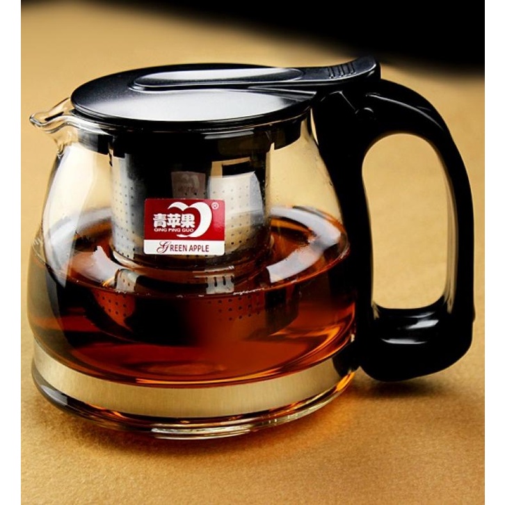 Bình Lọc Trà Thủy Tinh Ấm pha trà thủy tinh DELI có lõi lọc 1300ml - MÀU ĐEN-LỌC TRÀ THỦY TINH