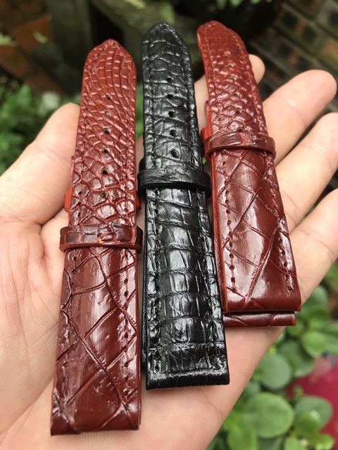 Dây đồng hồ da cá sấu size 20