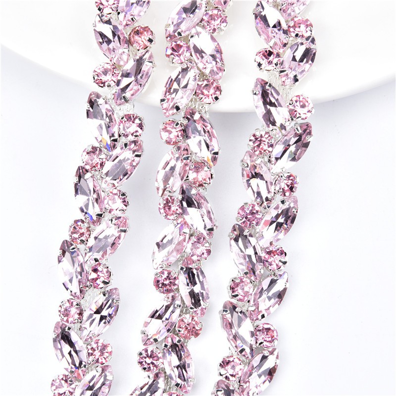 Dây Xích Kim Loại Đồng Đính Đá Pha Lê Chiều Rộng 1.5cm Dùng Trang Trí Quần Áo / Túi Xách DIY