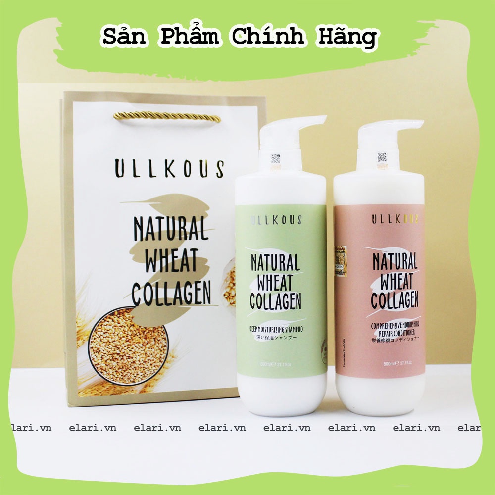 Cặp dầu gội dầu xả Collagen lúa mạch ULLKOUS 800ml dầu gội giảm gãy rụng tóc, phục hồi tóc khô xơ DG18 TONY ĐẶNG