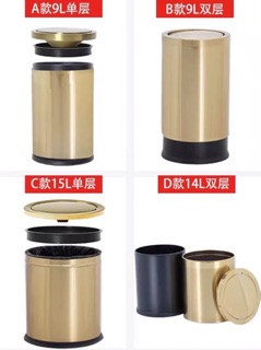 Thùng rác inox vàng cao cấp