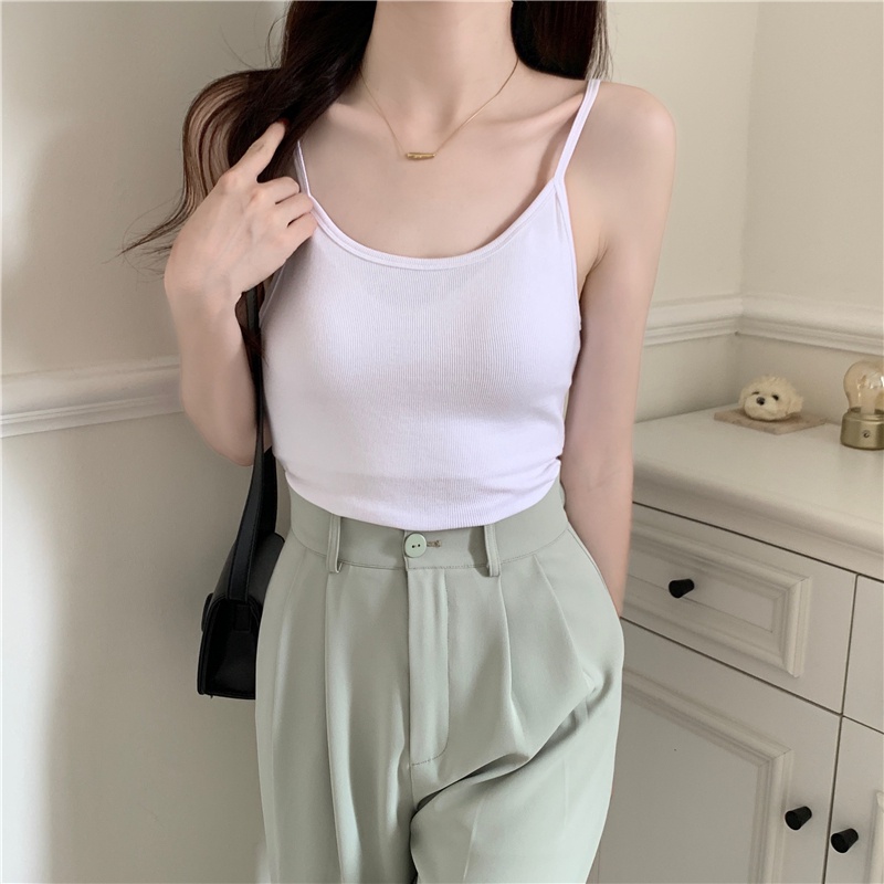 SUXI Áo Hai Dây Màu Sắc Đơn Giản Thời Trang Mùa Hè Cho Nữ