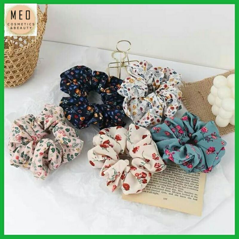 Dây buộc tóc, cột tóc scrunchies hoa dễ thương