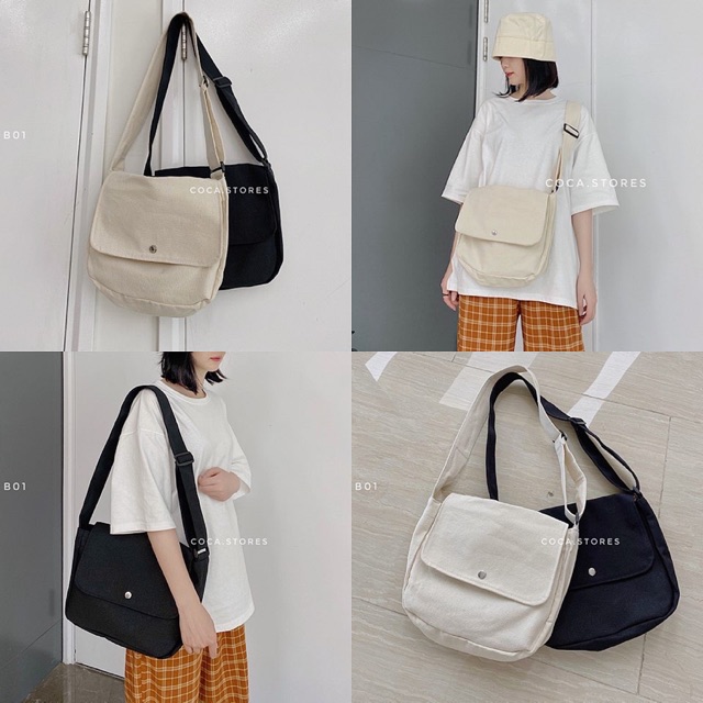 [B01] Túi đeo chéo BASIC vải canvas (Có sẵn/ảnh thật)