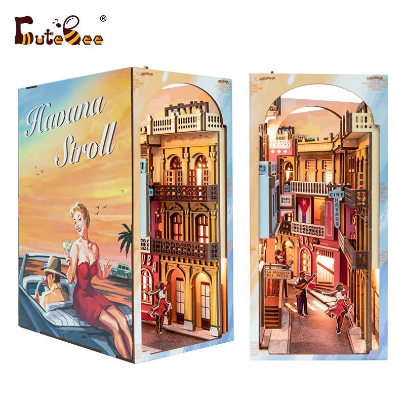 Sách Diy Nook Nhà Búp Bê 3D Có Đèn Led Và Kệ Sách Havana Stroll Nook Để Sưu Tầm Cho Người Lớn