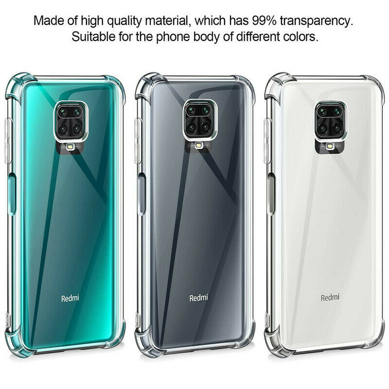 Ốp điện thoại trong suốt kèm kính cường lực bảo vệ màn hình và camera sau cho Xiaomi Redmi 9a Note 9s Note 9 Pro