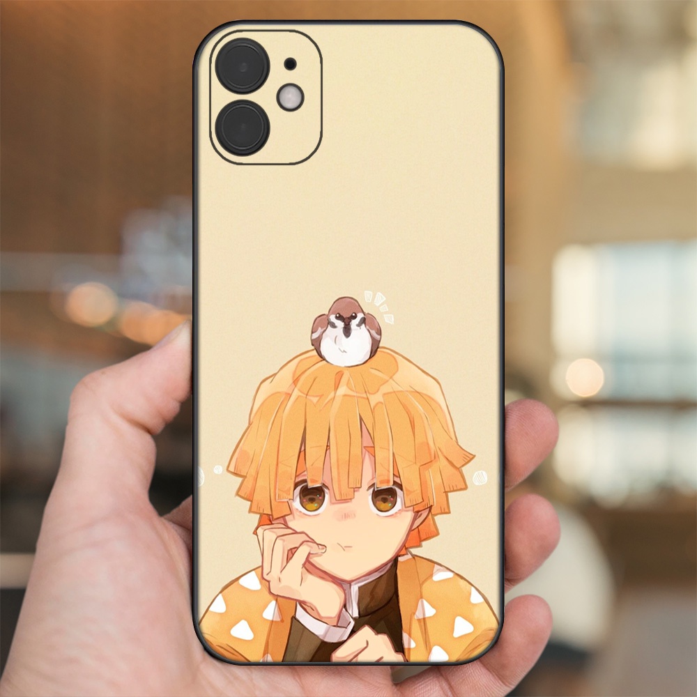 Ốp lưng iPhone 11 dẻo đen cạnh vuông in hình Zenitsu Kimetsu no Yaiba