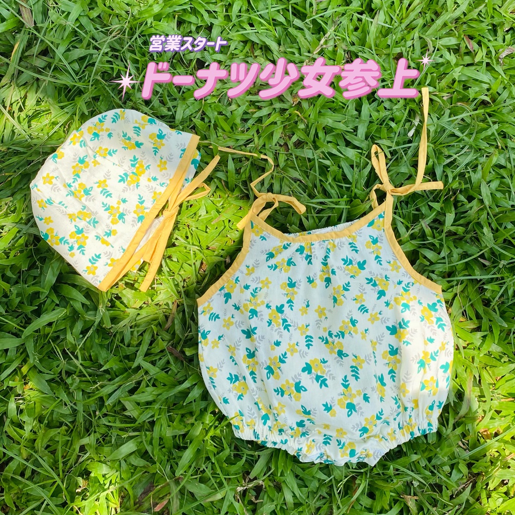 Set body 2 dây kèm nón họa tiết hoa nhí mùa hè cho bé gái sơ sinh 1 2 3 tuổi MINTSCLOSET Mint's Closet - BS6055