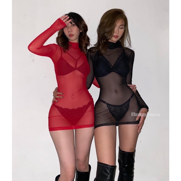 Đầm nữ xuyên thấu mỏng gợi cảm Lurer Dress S1341 co giãn chất liệu cao cấp Bralettehousevn