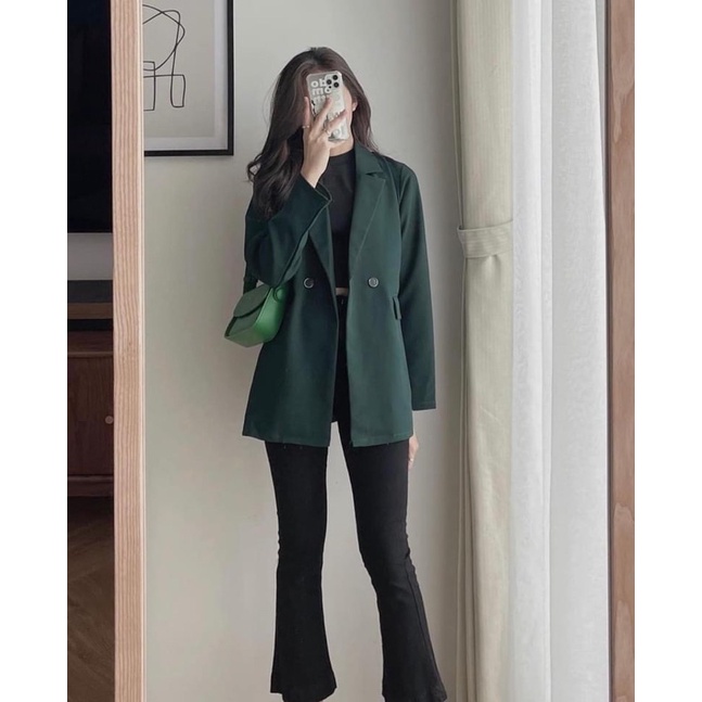 Áo Blazer 1 lớp dáng dài 1 cúc mẫu mới Hàn Quốc