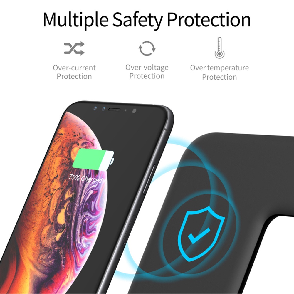 Đế Sạc Không Dây 15w Thiết Kế 3 Trong 1 Cho Apple Watch Iphone Android