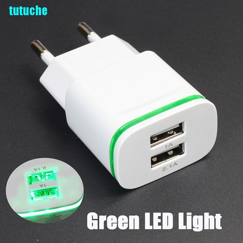 Củ Sạc Tutu 2 Cổng Usb Đèn Led 5v 2a Cho Iphone Ipad Samsung