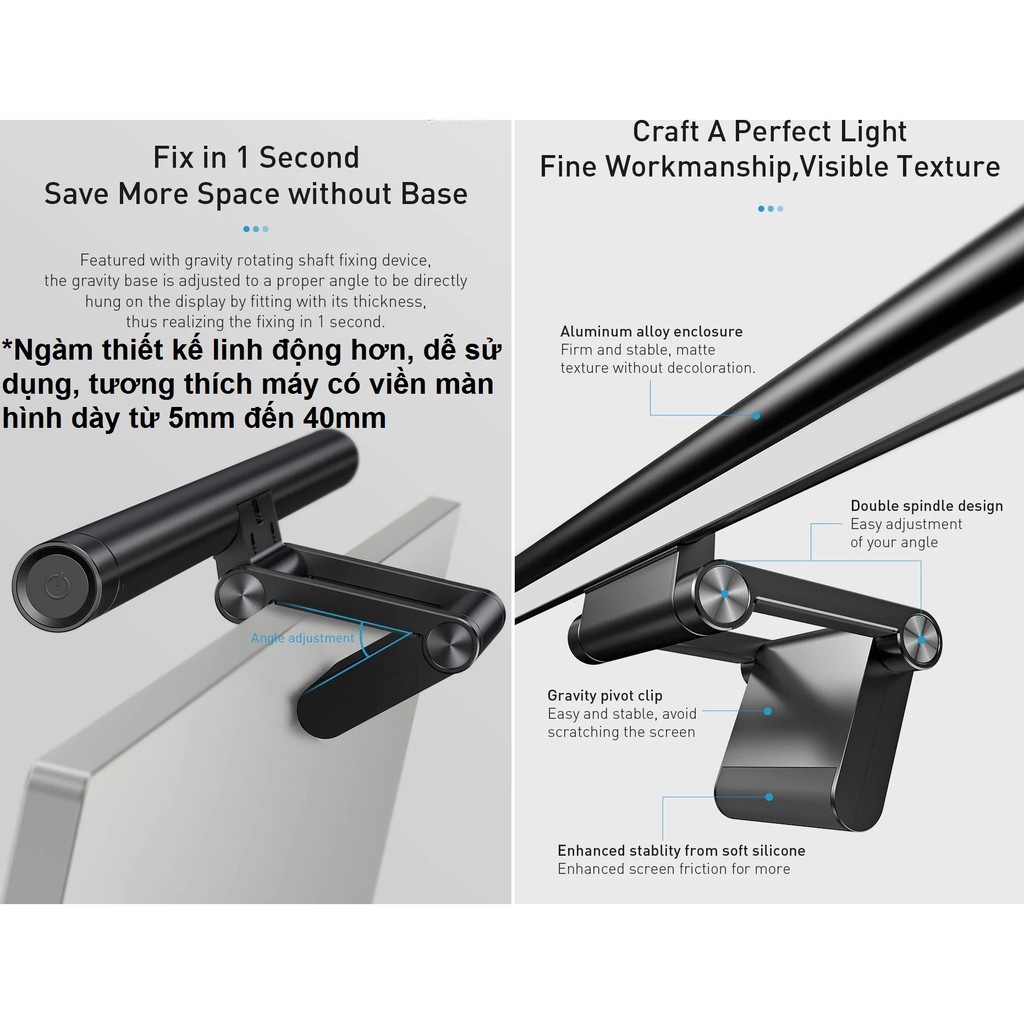 Đèn treo màn hình Baseus i-work PRO/ YOUTH DGIWK-P01  Chống Cận , Chống Mỏi mắt