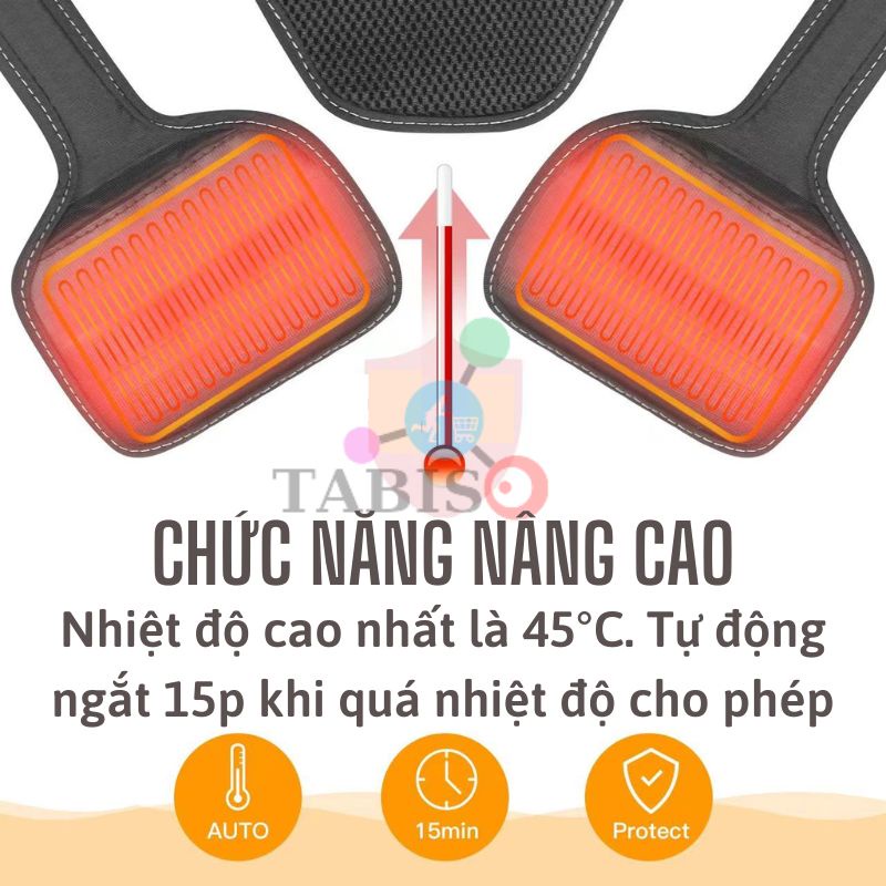 Túi làm ấm TABISO cài Áo Khoác, áo len.. sử dụng điện từ pin dự phòng, Có điều chỉnh nhiệt độ