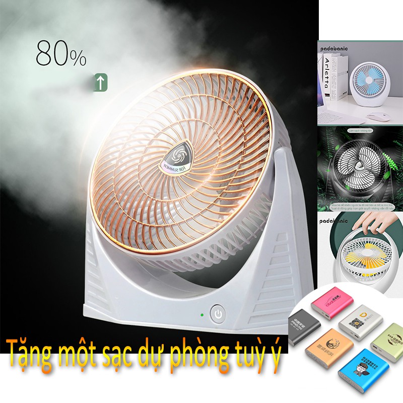 Quạt Tích Điện Mini Quạt Để Bàn Padabanic Có 3 Chế Độ Mát Cổng Sạc USB Mini Fan