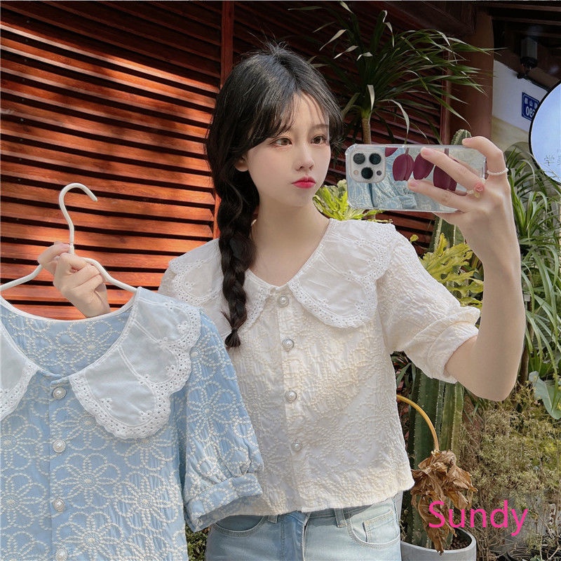 Áo Tay Ngắn Thêu Họa Tiết Plus Size Cho Nữ