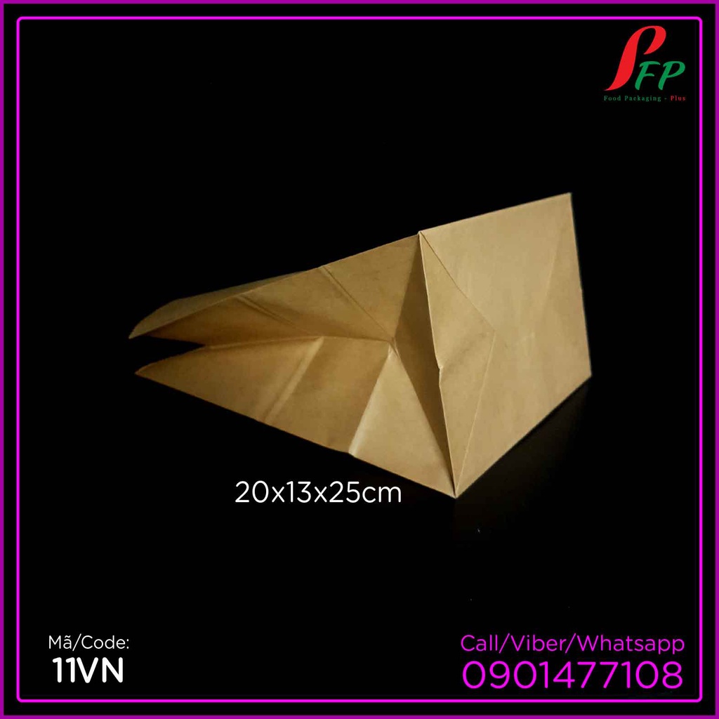 Túi giấy kraft nâu không quai 20x13 cao 25cm ĐỰNG RAU XANH