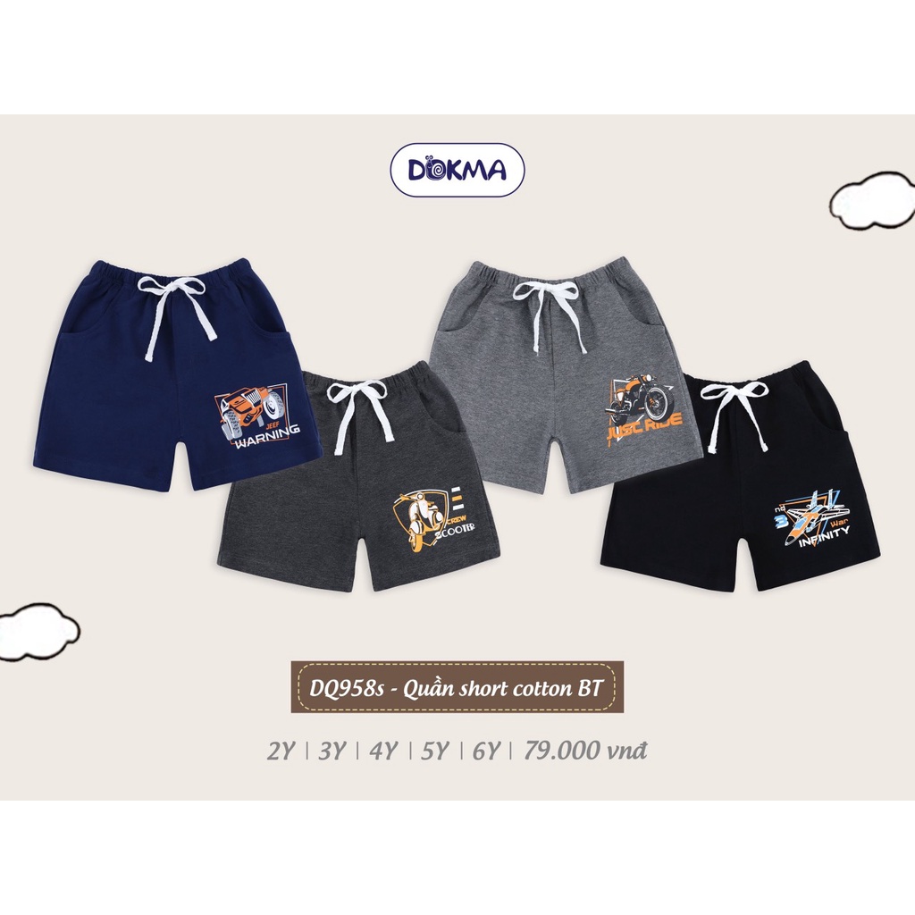 (2-&gt;5 tuổi) 𝑄𝑢𝑎̂̀𝑛 đùi short bé trai Dokma – chất cotton hữu cơ mềm mát (DQ958S)