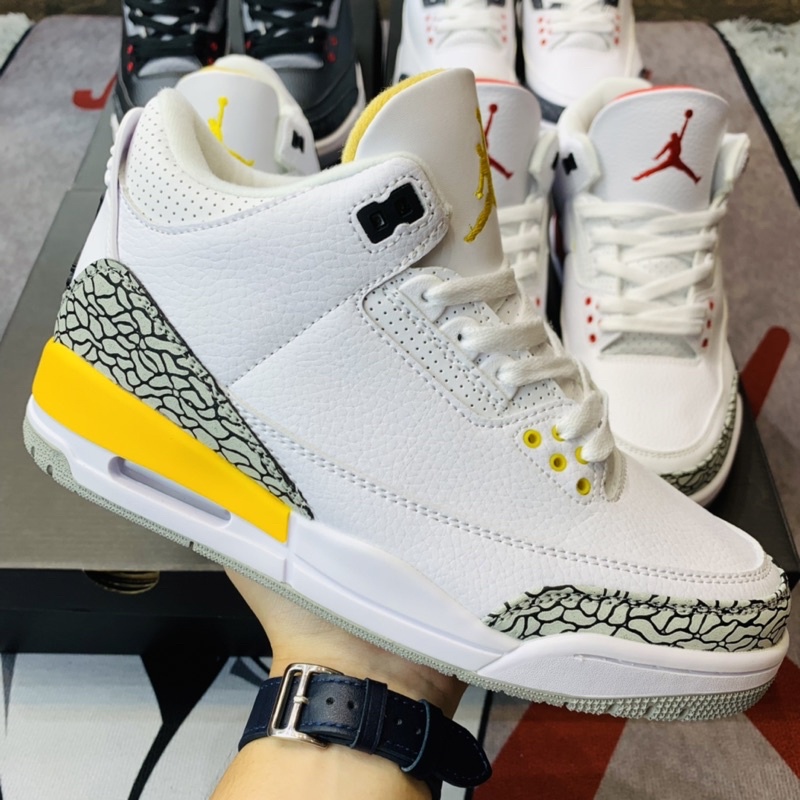 Giày thể thao sneaker jordan 3 laser orange da lộn hàng TC